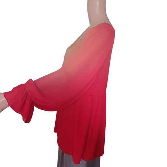 Torrid Sz 2X Babydoll Wrap Chiffon Sleeves Surplice Top Red Christmas Holiday - Picture 4 of 10